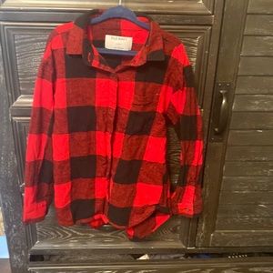 Old navy buffalo flannel button down shirt kids small